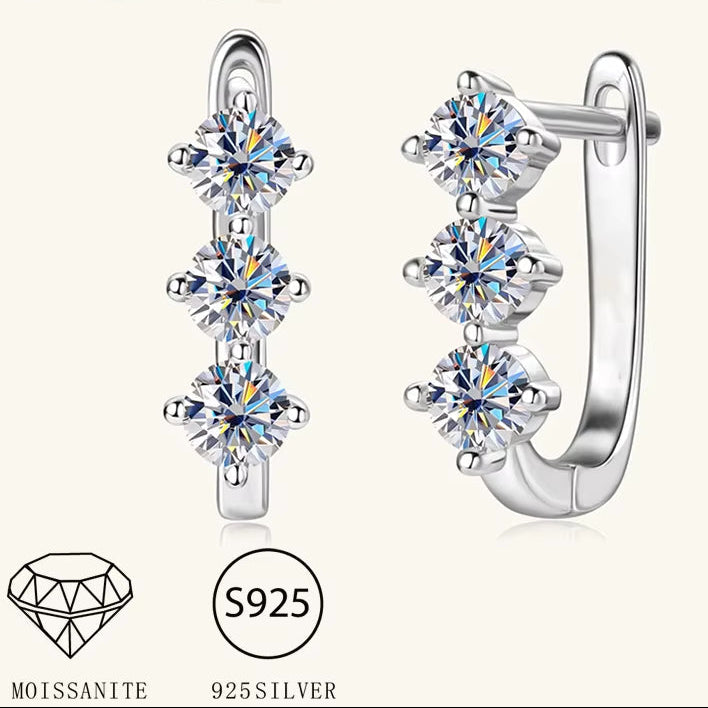 925 Silver 0.3 Carat * 2 Moissanite Classic Retro Elegant Temperament Versatile High Quality Men'S and Women'S Earrings