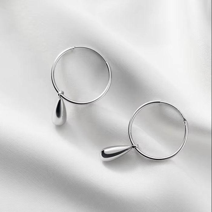 Simple Water Drops Earrings for Women Genuine 925 Sterling Silver Geometric Dangle Earring Fashion Fine Jewelry Bijoux