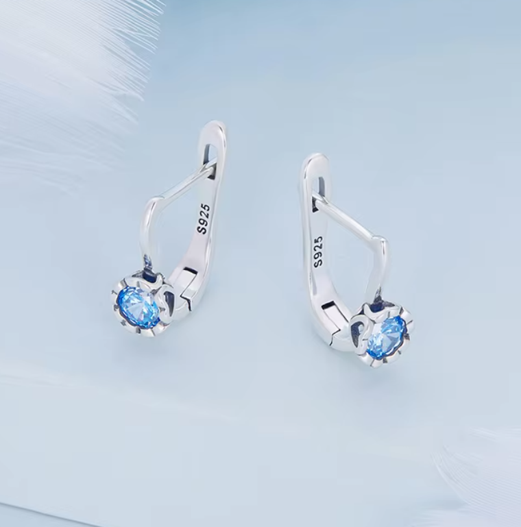 Azure Poise™ Blue CZ Leverback Earrings