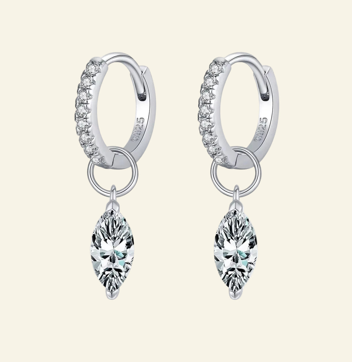 0.5Ct D Color Rhombic Moissanite Ear Buckles 925 Sterling Silver Luxury Shiny Hoop Earrings for Women Wedding Jewelry