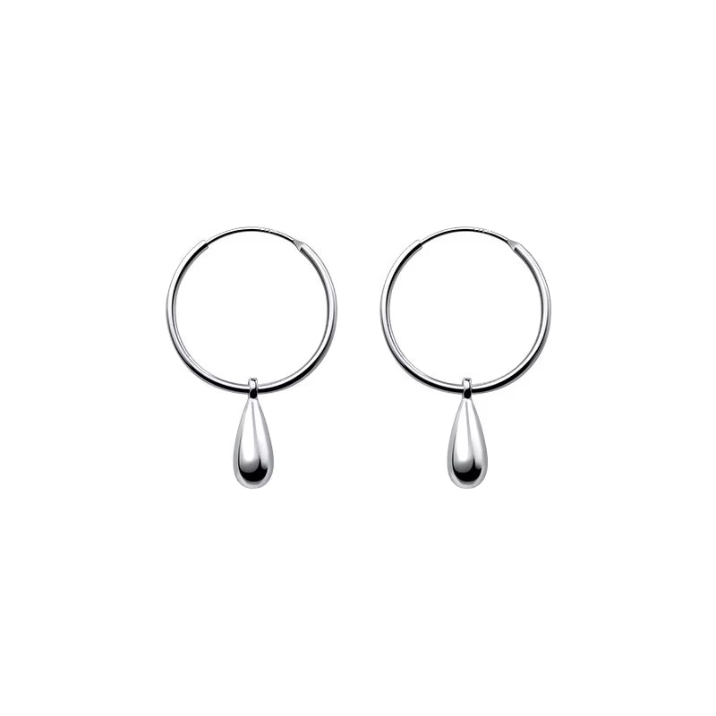 Simple Water Drops Earrings for Women Genuine 925 Sterling Silver Geometric Dangle Earring Fashion Fine Jewelry Bijoux