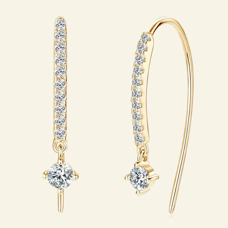 VVS1 round Moissanite U-Shaped Stud Earrings for Women Girls 925 Sterling Silver Earring Pendientes Fine Jewelry Gifts