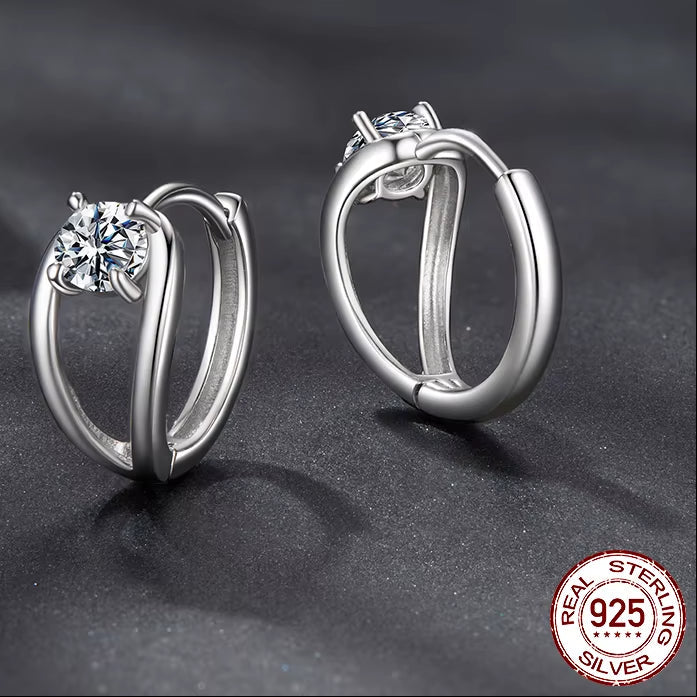 0.3CT Moissanite Hoop Earrings Double Layer Huggie Earring D Color VVS1 round Cut Hypoallergenic Lightweight Jewelry Gift