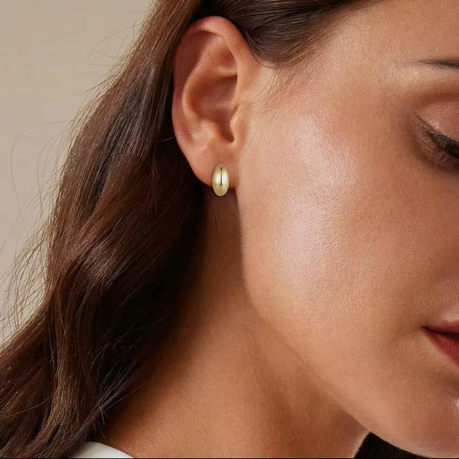 925 Sterling Silver Chunky Comma Stud Earrings Waterdrop Open Hoops Platinum Plated Fashion Fine Jewelry for Women Girls