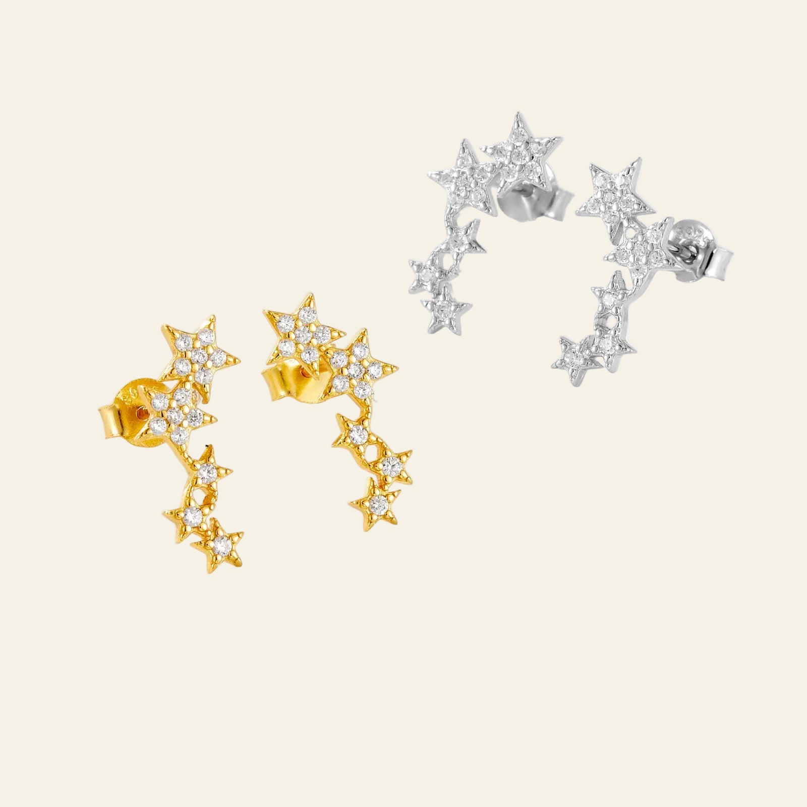 925 Sterling Silver Fine Star Long Stud Earring Clear Zircon CZ Fashion Fine Jewelry Line Star Crystal Jewelry