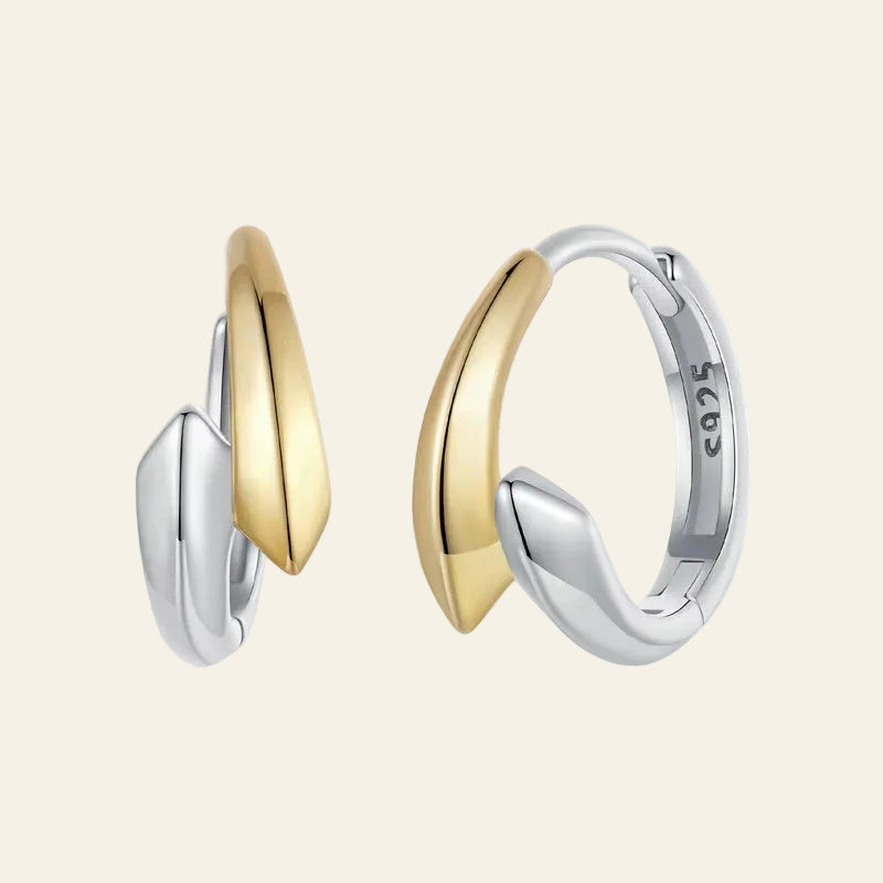 925 Sterling Silver Simple Two Tone Hoop Earrings for Women Yellow Gold Geometry Ear Burckles Wedding Engagement Pendiente