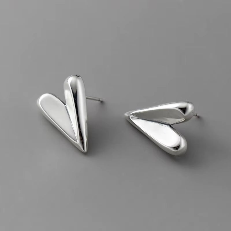 925 Sterling Silver Irregular Fashion Hearts Stud Earrings for Women Stackable Exquisite Ear Studs Classic Fine Jewelry