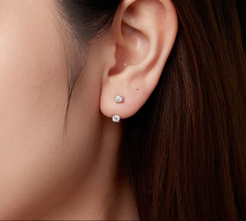 Moissanite Detachable Ear Jackets Earring 925 Sterling Silver Lab Diamond Reversible Stud Earrings for Women Front & Back