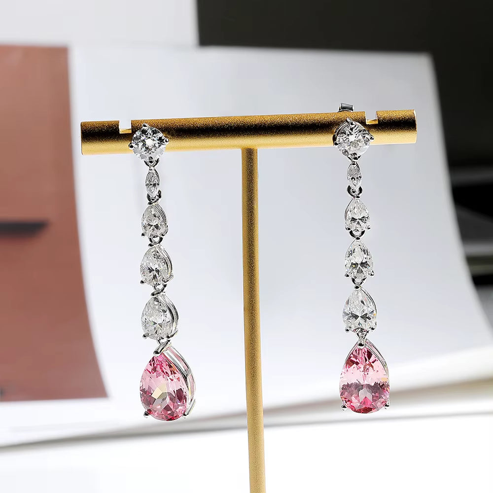 16.98Cttw Moissanite and Papalacha Stud Earrings Necklace for Women S925 Silver Lab Grown Diamond Luxury Party Jewelry