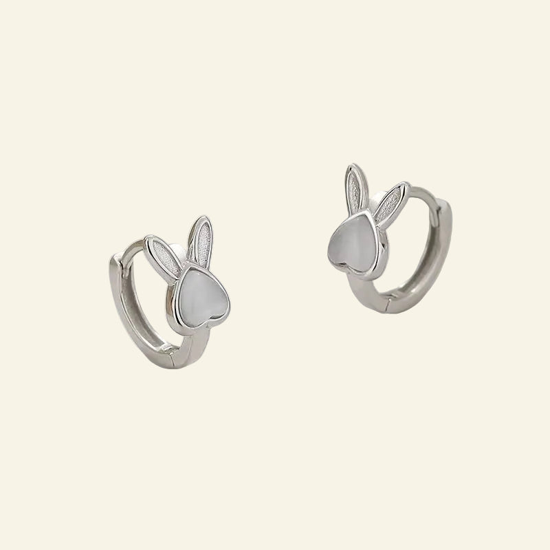 925 Sterling Silver Rabbit Opal Zodiac Hoop Earrings Cute Animal Korean Advanced Earring Lady Birthday Summer Jewelry Wholesale