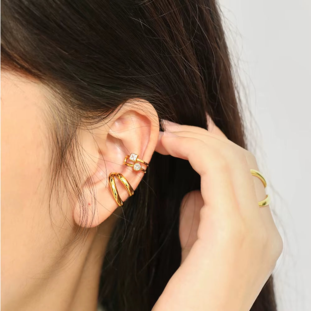 925 Sterling Silver Gold Zircon Circle Ear Cuff Earring Non Piercing Clips Earcuff 2020 Jewelry Party Rock Punk Jewels