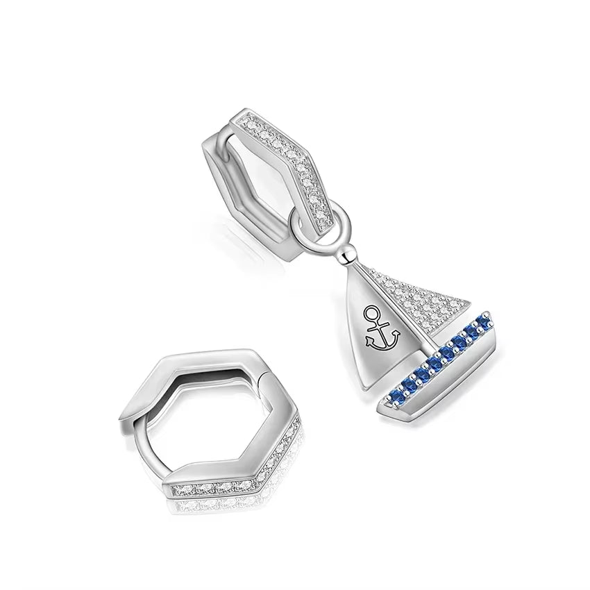 Korean Drop Earrings Boat Anchor Original 925 Sterling Silver Statement Earrings for Women Fashion Jewelry