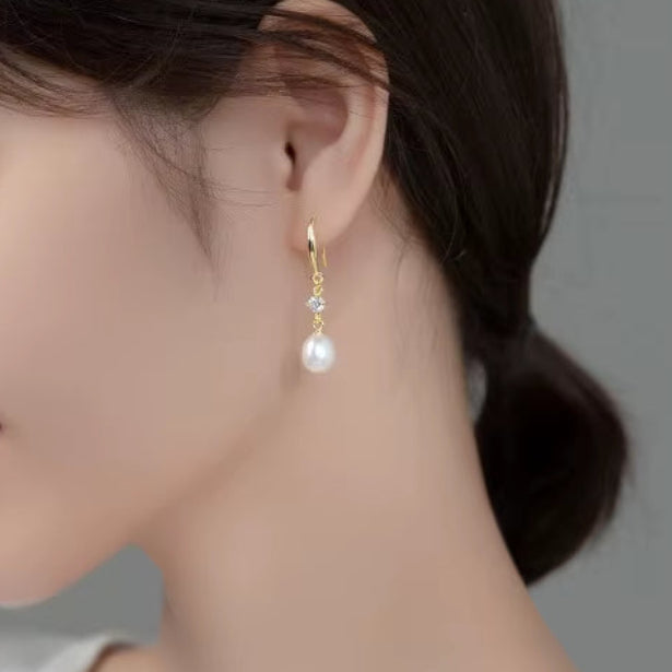 925 Sterling Silver Elegant Fashion Natural Baroque Pearl Pendant Earrings Women Charming Wedding Anniversary Jewelry