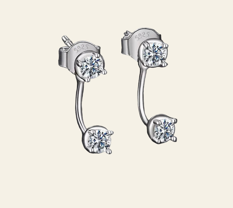 Moissanite Detachable Ear Jackets Earring 925 Sterling Silver Lab Diamond Reversible Stud Earrings for Women Front & Back
