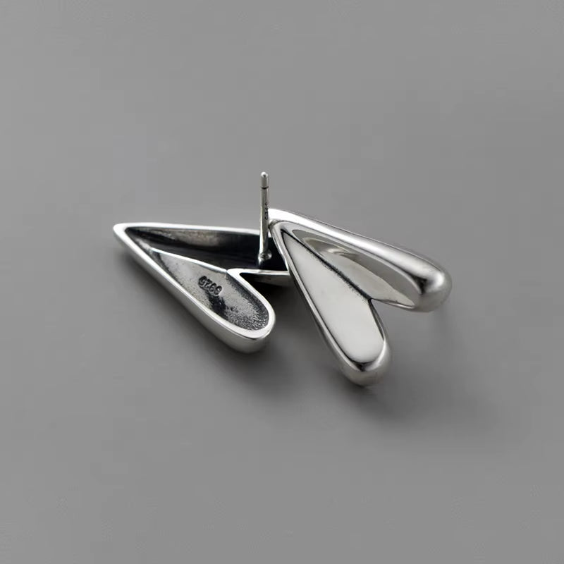 925 Sterling Silver Irregular Fashion Hearts Stud Earrings for Women Stackable Exquisite Ear Studs Classic Fine Jewelry