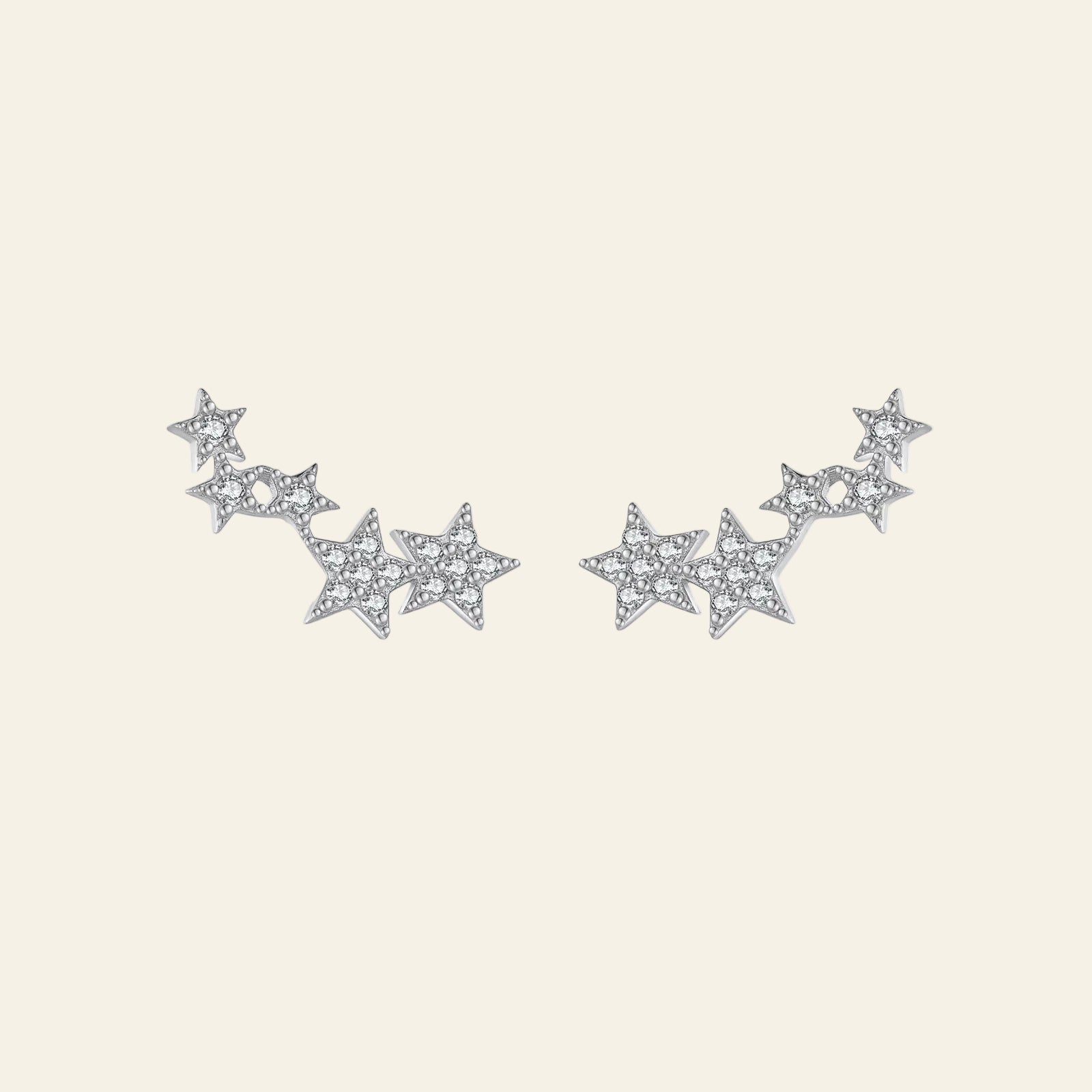 925 Sterling Silver Fine Star Long Stud Earring Clear Zircon CZ Fashion Fine Jewelry Line Star Crystal Jewelry