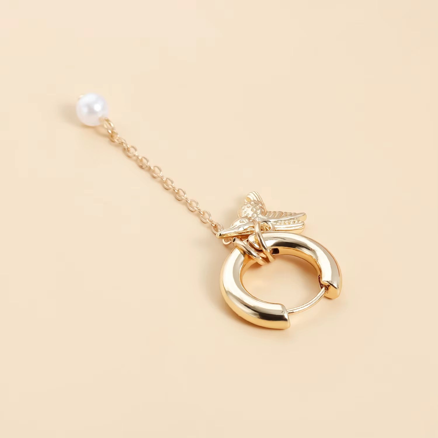 Trendy Bird Retro Design Earrings with Geometric Asymmetry Heart-Shaped Fashion Jewelry