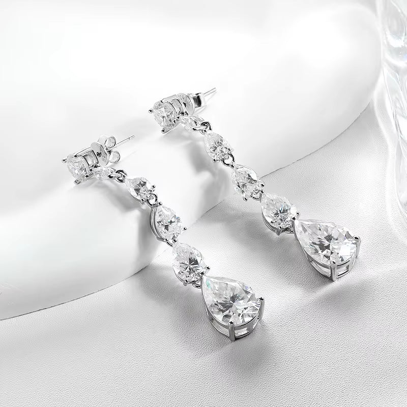 16.98Cttw Moissanite and Papalacha Stud Earrings Necklace for Women S925 Silver Lab Grown Diamond Luxury Party Jewelry