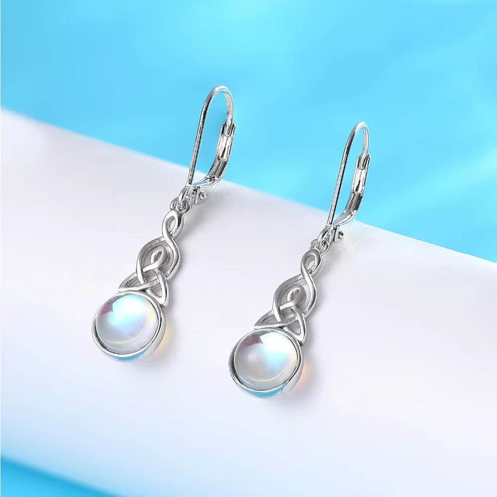925 Sterling Silver Earrings for Mom Dangle Earrings Dainty Moonstone Earrings Vintage Earrings Mother'S Day Gift