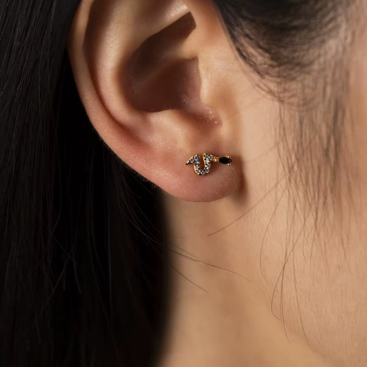 2022 925 Sterling Silver Gold Black Snake Crystal Luxury Jewelry 2023 Piercing Pendiente Luxury Fine Jewels Fashion