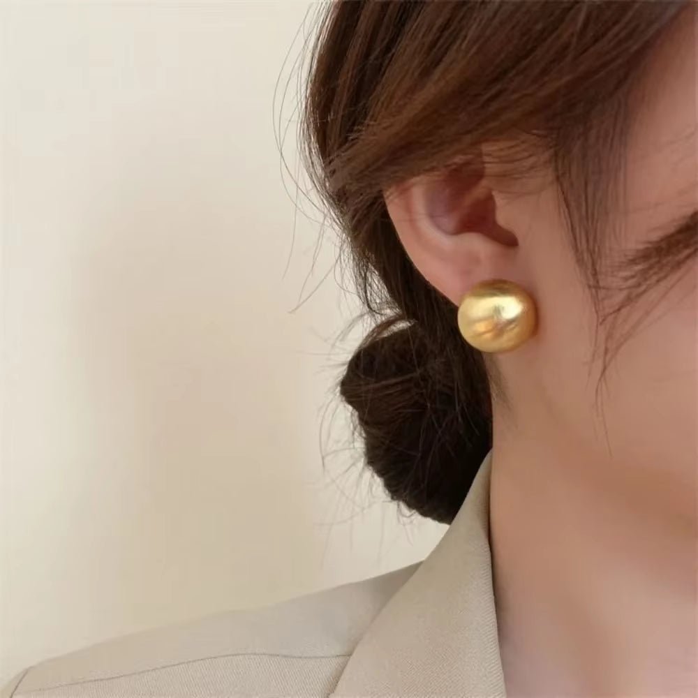 AuraSphere™ Matte Gold Statement Stud Earrings - AMORÉLUX