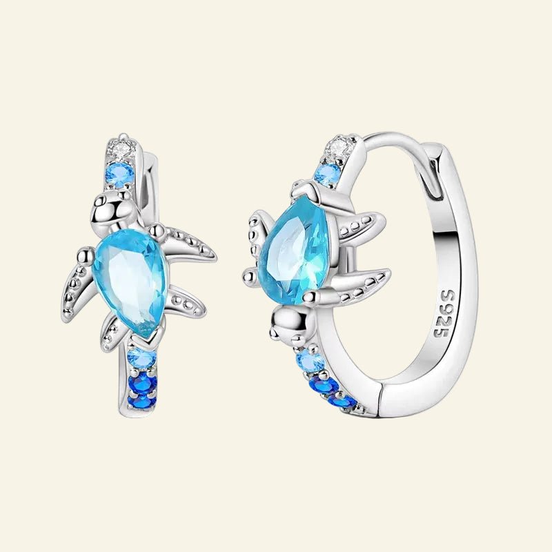 Azure Guardian™ Turtle Hoop Earrings - AMORÉLUX