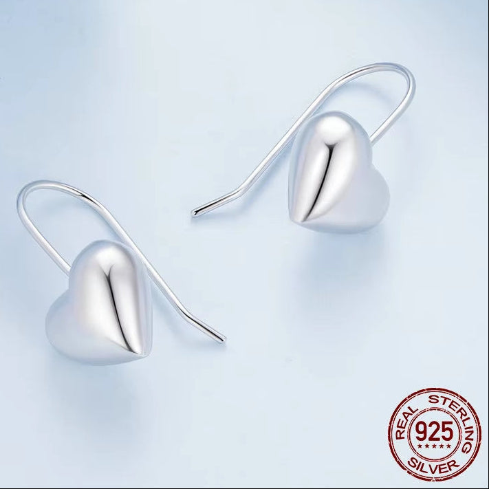 Chunky 925 Sterling Silver Earrings for Women, Lightweight Heart Hollow Hypoallergenic Hoop Earrings for Women Girls