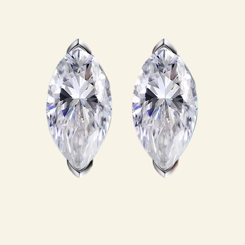 Smyoue 18K Plated 0.3-3CT Certified Moissanite Stud Marquise Cut Lab Diamond 925 Sterling Silver Jewelry