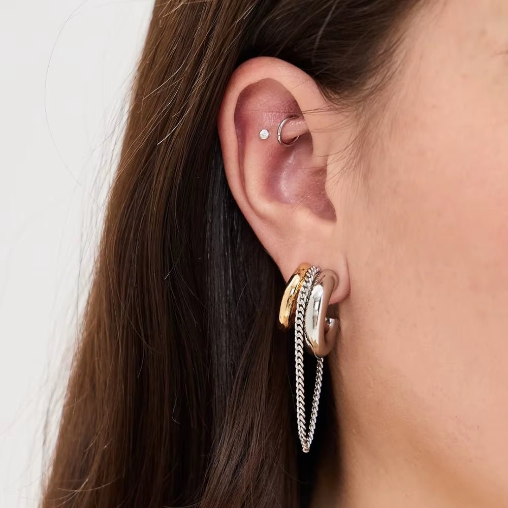 ChainMuse™ Two - Tone Sculptural Tassel Earrings - AMORÉLUX