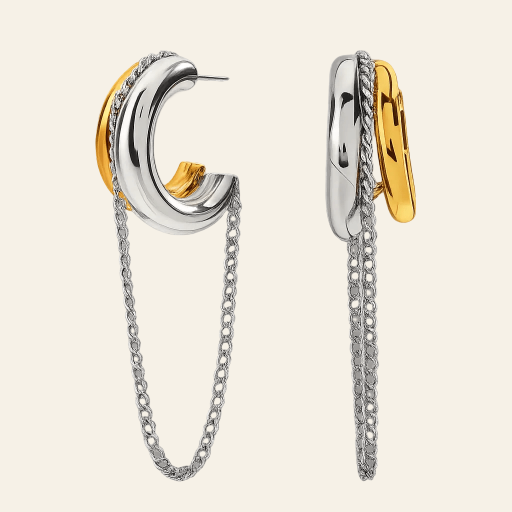 ChainMuse™ Two - Tone Sculptural Tassel Earrings - AMORÉLUX