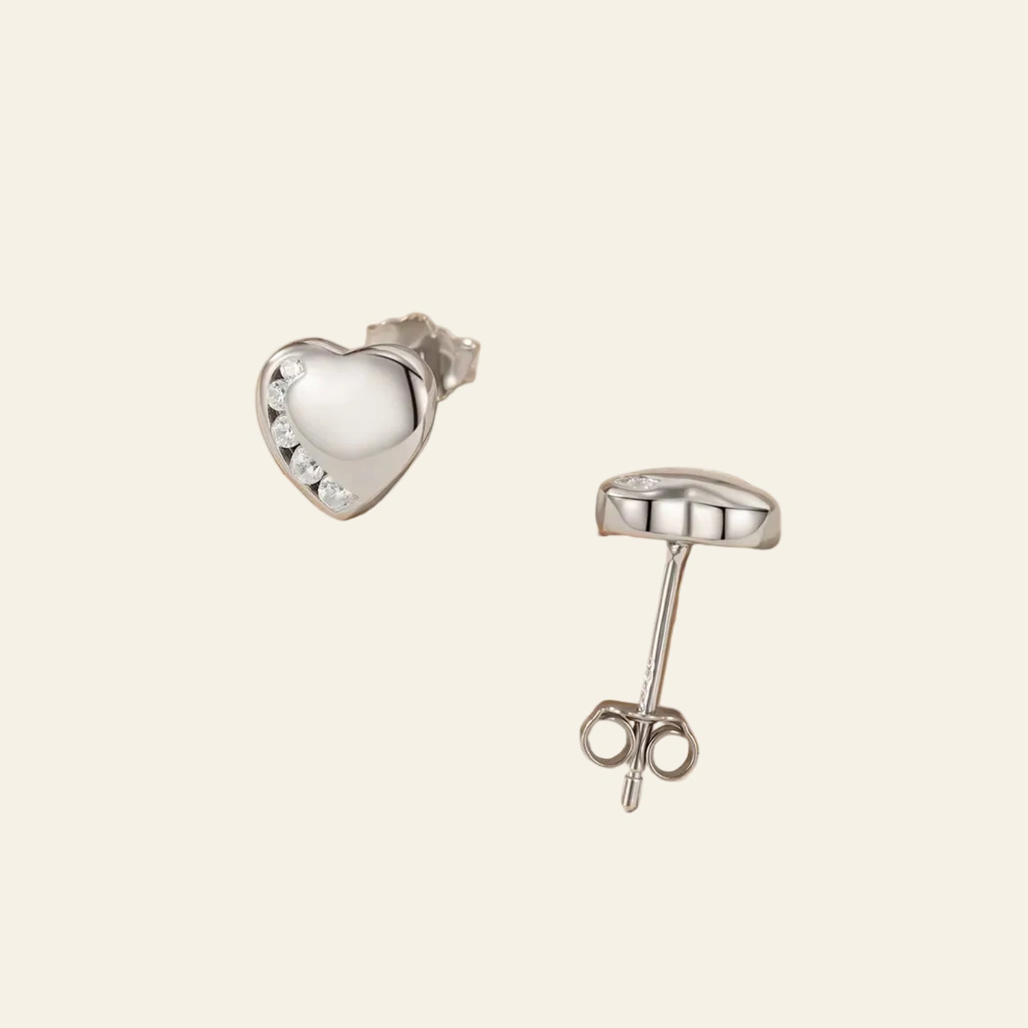 Coeur Ligné Stud Earrings™ 925 Sterling Silver - AMORÉLUX