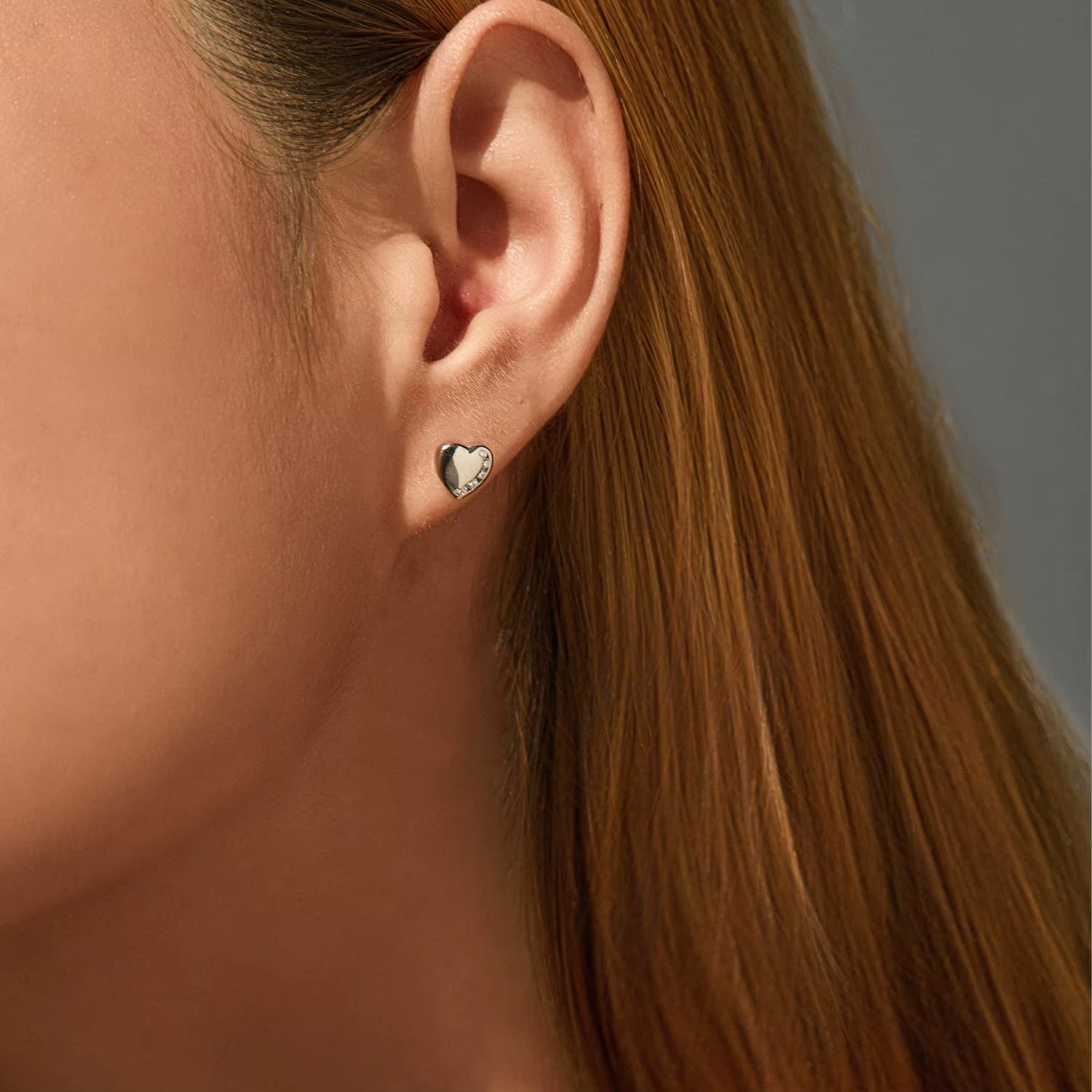 Coeur Ligné Stud Earrings™ 925 Sterling Silver - AMORÉLUX