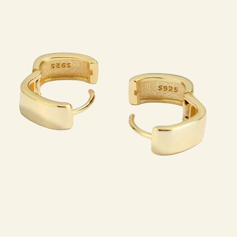 Real 925 Sterling Silver 18K Geometric round Hoop Earrings for Fashion Women Classic Fine Jewelry Minimalist Accessories