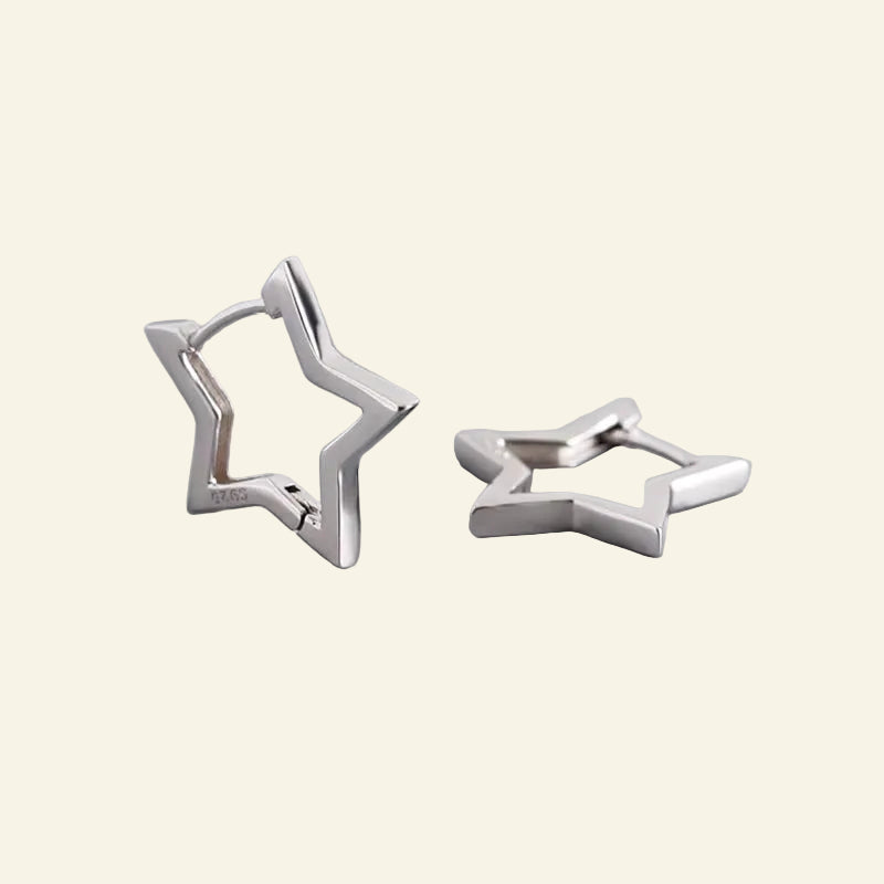 925 Sterling Silver Fashion Statement Gold Stars Huggies Hoop Earrings for Women European Charms Party Jewelry Ear Buckle