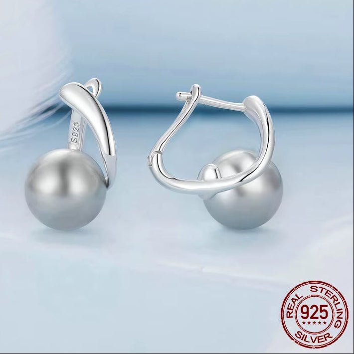 925 Sterling Silver Quality Shell Pearl Ear Buckles Elegant Hoop Earrings for Women Engagement Wedding Fine Jewelry Gift