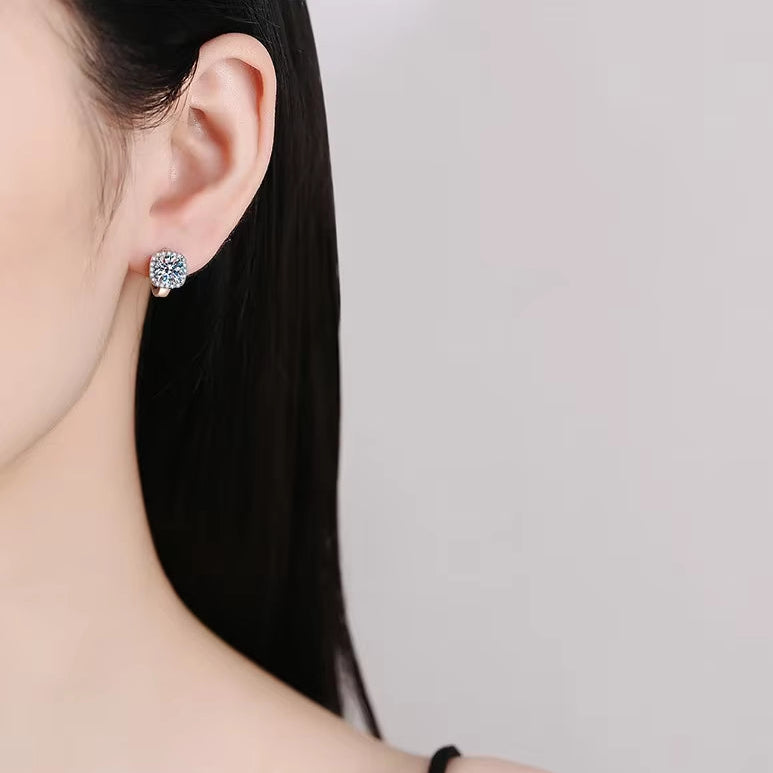 1Ct Moissanite Earrings for Women S925 Sterling Silver with 18K Gold Plated Hoop Earring Wedding Jewelry with Certificate