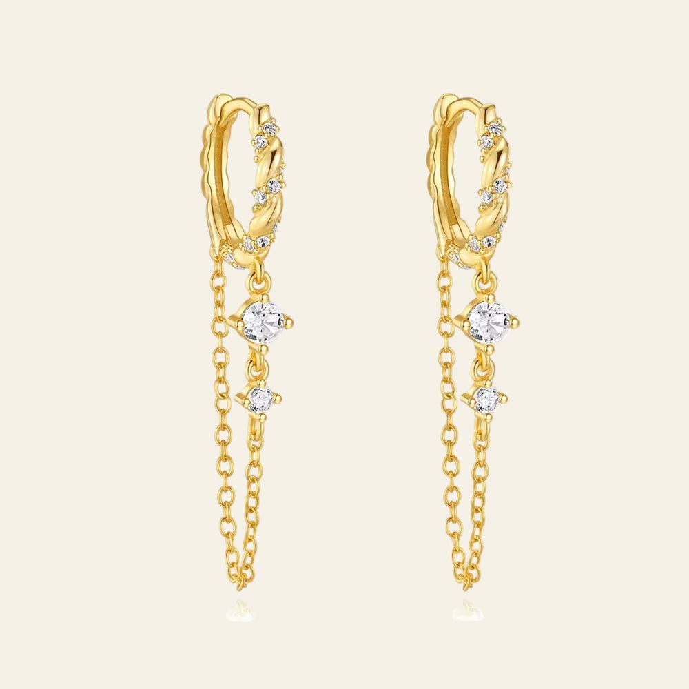 Elanique™ Chain Drop Huggie Earrings - AMORÉLUX