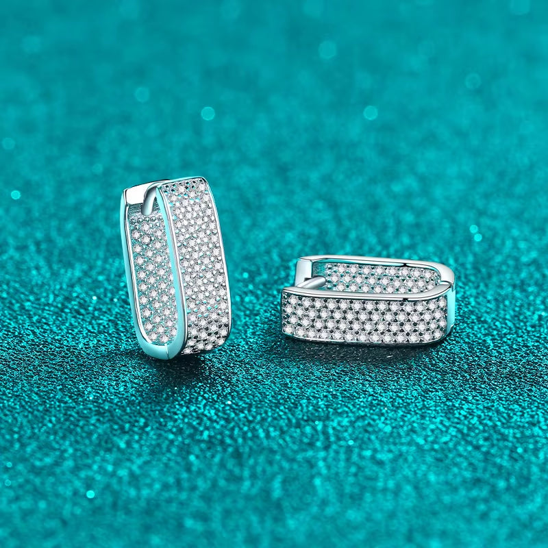 Full D Color Sparkling Moissanite Earrings 925 Sterling Silver Classic Shining Hoop Earrings for Women Wedding Jewelry