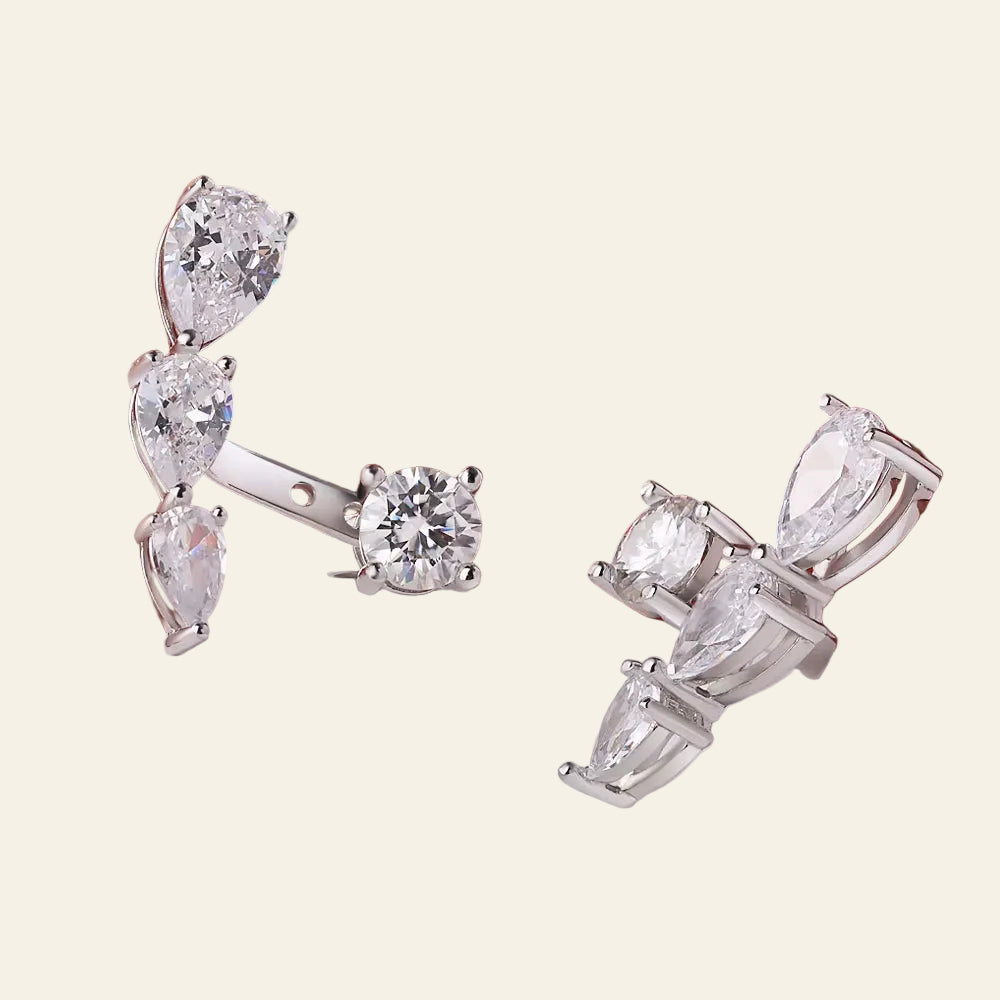 D Color Moissanite Earrings S925 Silver Pear Cut Diamond Detachable Ear Studs for Women Wedding Gift Jewelry GRA Certified