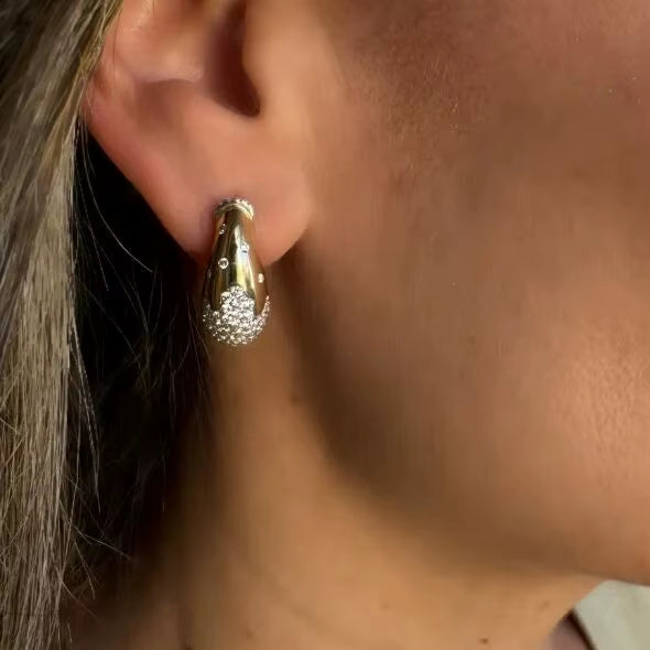 2025 Gold Plated Waterdrop Earrings Paved Bling Cubic Zircon for Women New Arrived Fashion Jewelry