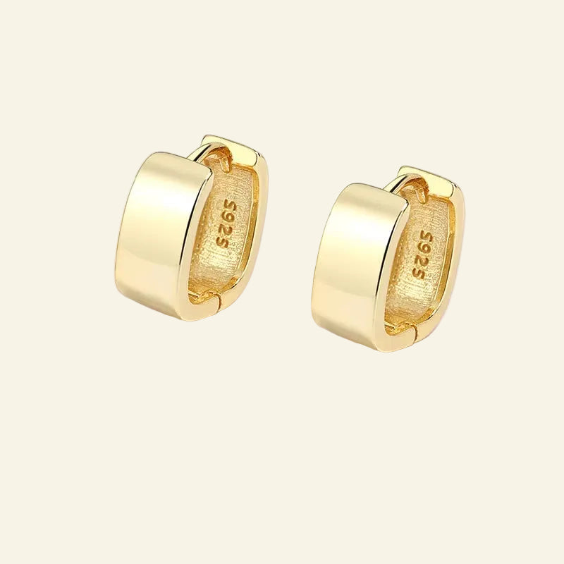 Real 925 Sterling Silver 18K Geometric round Hoop Earrings for Fashion Women Classic Fine Jewelry Minimalist Accessories