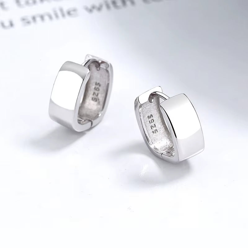 Real 925 Sterling Silver 18K Geometric round Hoop Earrings for Fashion Women Classic Fine Jewelry Minimalist Accessories