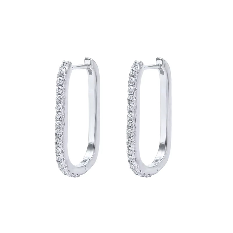 U-Shaped Micro Zircon Earrings for Women 925 Silver Colorful Hoop Earrings for Girl Men Cz Huggie Earrings Wedding Jewelry