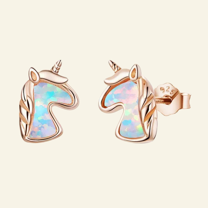 Opal Licorne Stud Earrings for Women 925 Sterling Silver Fashion Jewelry Brincos SCE815