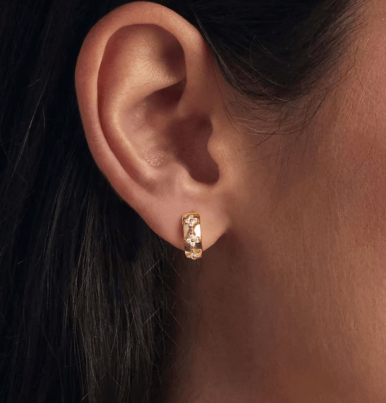 Fortuella™ Clover Moissanite Huggie Earrings - AMORÉLUX