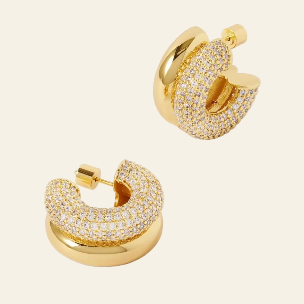 LumiDuo™ Double - Band Pavé C - Hoop Earrings - AMORÉLUX