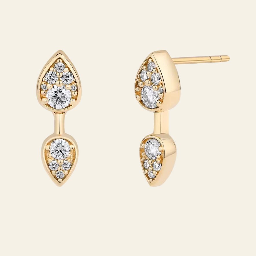 Lunaria Grace™ Double Teardrop Moissanite Stud Earrings - AMORÉLUX