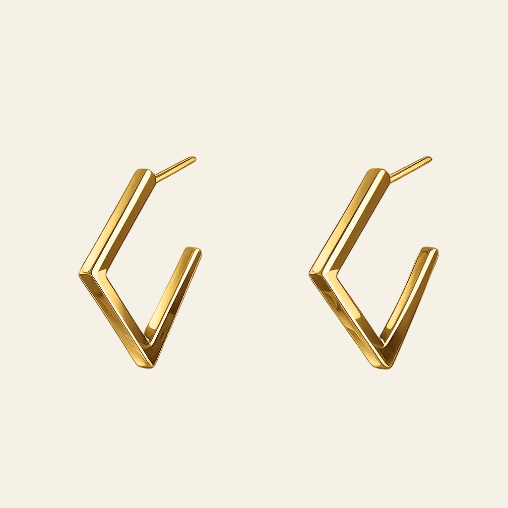 Quadréa™ Open Square Stud Earrings — Gold - Tone Stainless Steel - AMORÉLUX