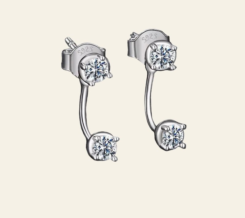Reversible Radiance™ Moissanite Stud Earrings in 925 Sterling Silver - AMORÉLUX