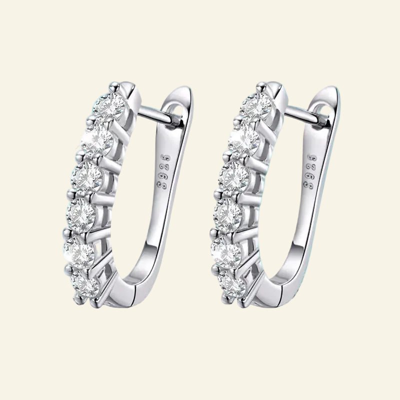 Serenité Row™ Halo Moissanite Hoop Earrings - AMORÉLUX